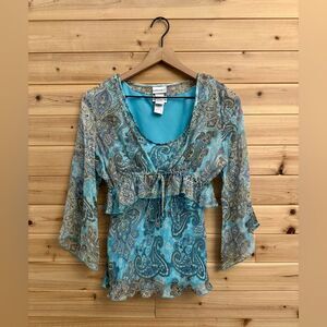 Vintage Y2K Fashion Bug Sz Small Silk Paisley Tank Crop Cardigan Set Coquette